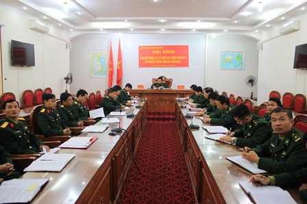 Quang cảnh hội nghị tại điểm cầu Bộ CHQS tỉnh