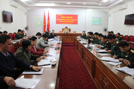   Quanh cảnh Hội nghị tại điểm cầu Bộ CHQS tỉnh
