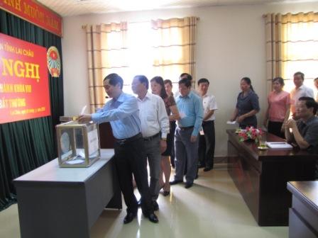 Các đại biểu bỏ phiếu bầu chức danh Chủ tịch Hội Nông dân tỉnh