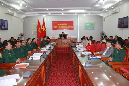 Toàn cảnh hội nghị tại điểm cầu Bộ CHQS tỉnh