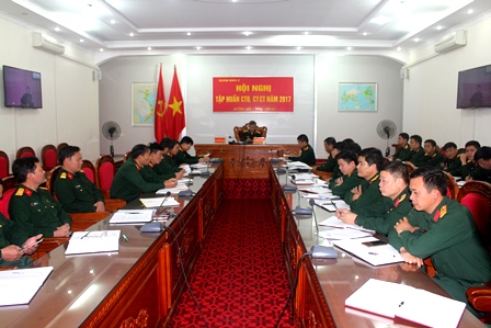 Toàn cảnh Hội nghị tại điểm cầu Bộ CHQS tỉnh