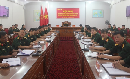 Toàn cảnh hội nghị tại điểm cầu Bộ CHQS tỉnh