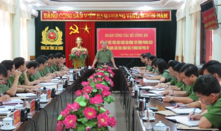 Trung tướng Bùi Mậu Quân - Phó Tổng cục trưởng Tổng cục An ninh nhân dân phát biểu tại buổi làm việc