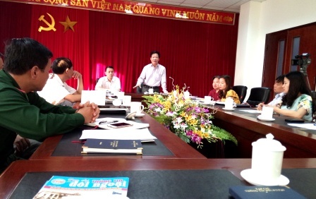 Quang cảnh buổi làm việc tại Ban Tuyên giáo Tỉnh ủy