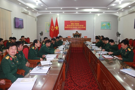 Toàn cảnh hội nghị tại điểm cầu Bộ CHQS tỉnh