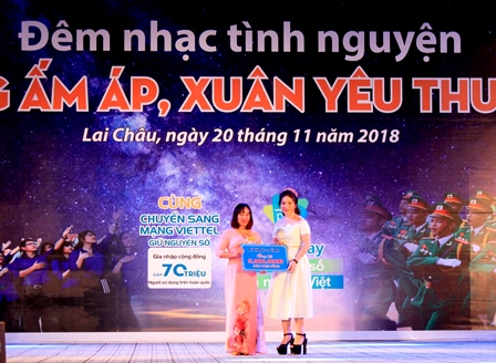 Đơn vị từ thiện trao tiền ủng hộ cho Hội LHTN Việt Nam thành phố Lai Châu