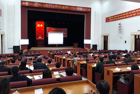 Quang cảnh Hội nghị tại điểm cầu Tỉnh ủy Lai Châu