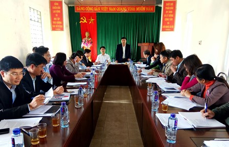 Đồng chí Hoàng Thọ Trung - Bí thư Huyện ủy phát biểu chỉ đạo tại buổi làm việc