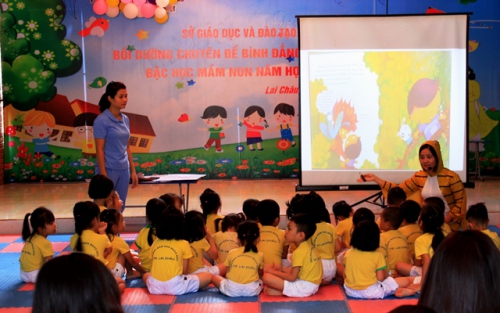 Một tiết học hoạt động góc tại trường Mầm non Đoàn Kết, thành phố Lai Châu