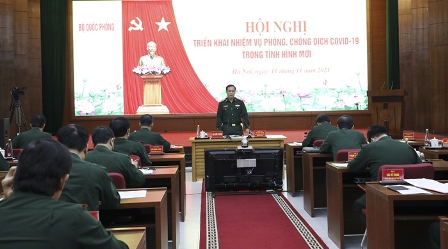 Thượng tướng Vũ Hải Sản - Ủy viên Trung ương Đảng, Thứ trưởng Bộ Quốc phòng phát biểu chỉ đạo tại Hội nghị