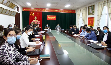 Quang cảnh Hội nghị tại điểm cầu Ban Tổ chức Tỉnh ủy Lai Châu