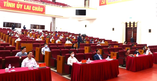 Các đại biểu dự Hội nghị tại điểm cầu tỉnh Lai Châu