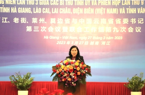 Bí thư Tỉnh ủy Lai Châu Giàng Páo Mỷ phát biểu tại Hội nghị