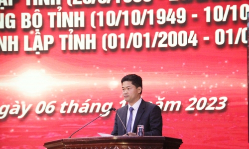 Đồng chí Vũ Mạnh Hà - Ủy viên dự khuyết Ban Chấp hành Trung ương Đảng, Phó Bí thư Thường trực Tỉnh ủy phát biểu chỉ đạo tại Lễ phát động