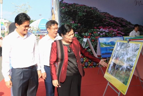 Đồng chí Bí thư Tỉnh ủy thăm triển lãm tranh tại Quảng trường Nhân dân tỉnh