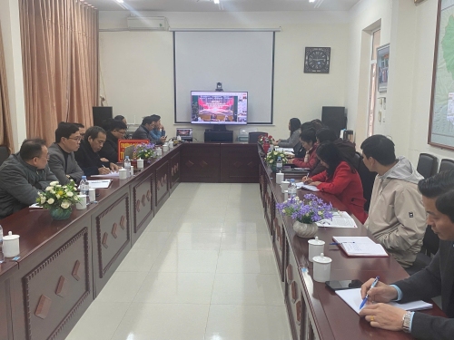 Quang cảnh Họp báo tại điểm cầu Trường Chính trị tỉnh