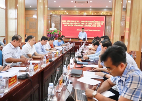 Đoàn kiểm tra số 2 - Ban Chỉ đạo triển khai xoá nhà tạm, nhà dột nát tỉnh làm việc với các huyện: Tam Đường, Tân Uyên, Than Uyên