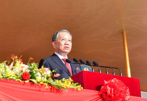 Tổng Bí thư Tô Lâm đọc Diễn văn Kỷ niệm 80 năm Cách mạnh Tháng Tám thành Công (19/8/1945 - 19/8/2025) và Quốc khánh nước Cộng hoà xã hội chủ nghĩa Việt Nam (02/9/1945 - 02/9/2025) Ảnh: VGP/Nhật Bắc