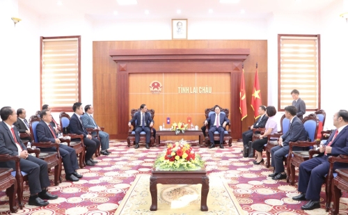 Bí thư Tỉnh ủy Lê Minh Ngân tiếp xã giao Đoàn đại biểu tỉnh U Đôm Xay (nước Cộng hoà Dân chủ nhân dân Lào)