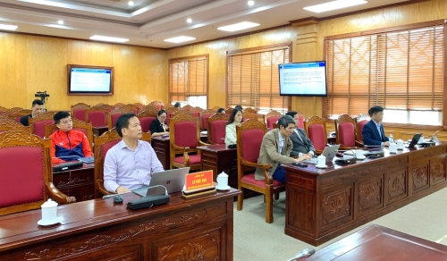 Các đại biểu dự Hội nghị tại điểm cầu Ban Tuyên giáo và Dân vận Tỉnh ủy