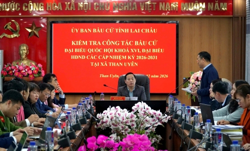 Đồng chí Hà Quang Trung - Phó Bí thư Tỉnh ủy, Chủ tịch UBND tỉnh, Chủ tịch Ủy ban bầu cử tỉnh kiểm tra công tác bầu cử đại biểu Quốc hội khóa XVI và đại biểu HĐND các cấp nhiệm kỳ 2026 - 2031 tại xã Than Uyên