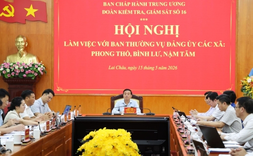 Đoàn kiểm tra, giám sát số 16 của Bộ Chính trị làm việc với Ban Thường vụ Đảng ủy các xã: Phong Thổ, Bình Lư, Nậm Tăm