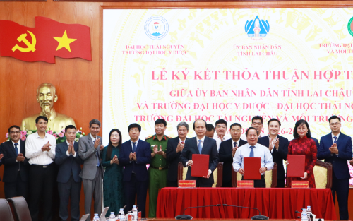 Lễ ký kết thỏa thuận hợp tác giai đoạn 2026 - 2030 giữa UBND tỉnh Lai Châu với Trường Đại học Y Dược - Đại học Thái Nguyên và Trường Đại học Tài nguyên và Môi trường Hà Nội