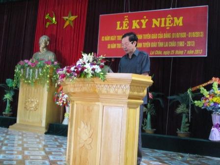 Đồng chí Lò Văn Giàng, UVTW Đảng, Bí thư Tỉnh ủy dự và phát biểu tại Lễ kỷ niệm