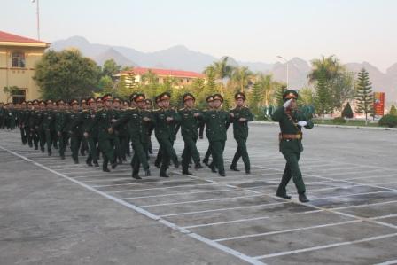Duyệt đội ngũ tại lễ ra quân huấn luyện