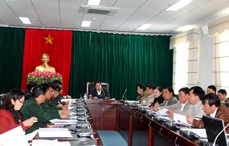 Các đại biểu tại cuộc họp Ban Tổ chức tuần Du lịch - Văn hóa Lai Châu năm 2016