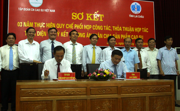 Lãnh đạo tỉnh Lai Châu và Tập đoàn Công nghiệp Cao su Việt Nam ký kết quy chế phối hợp, công tác toàn diện