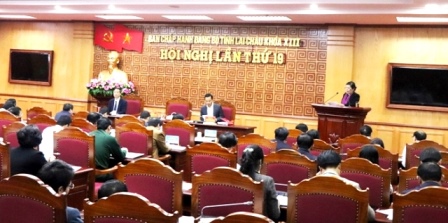 Đồng chí Giàng Páo Mỷ - Ủy viên BCHTW Đảng, Bí thư Tỉnh ủy phát biểu kết luận hội nghị