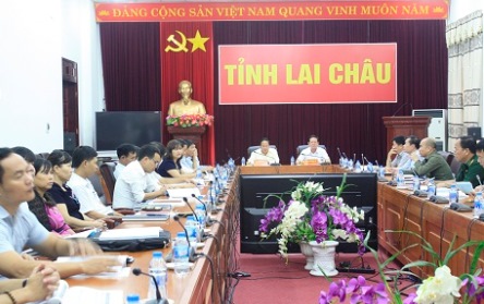Các đại biểu dự hội nghị tại điểm cầu tỉnh Lai Châu