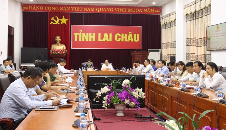 Các đại biểu dự hội nghị tại điểm cầu tỉnh Lai Châu