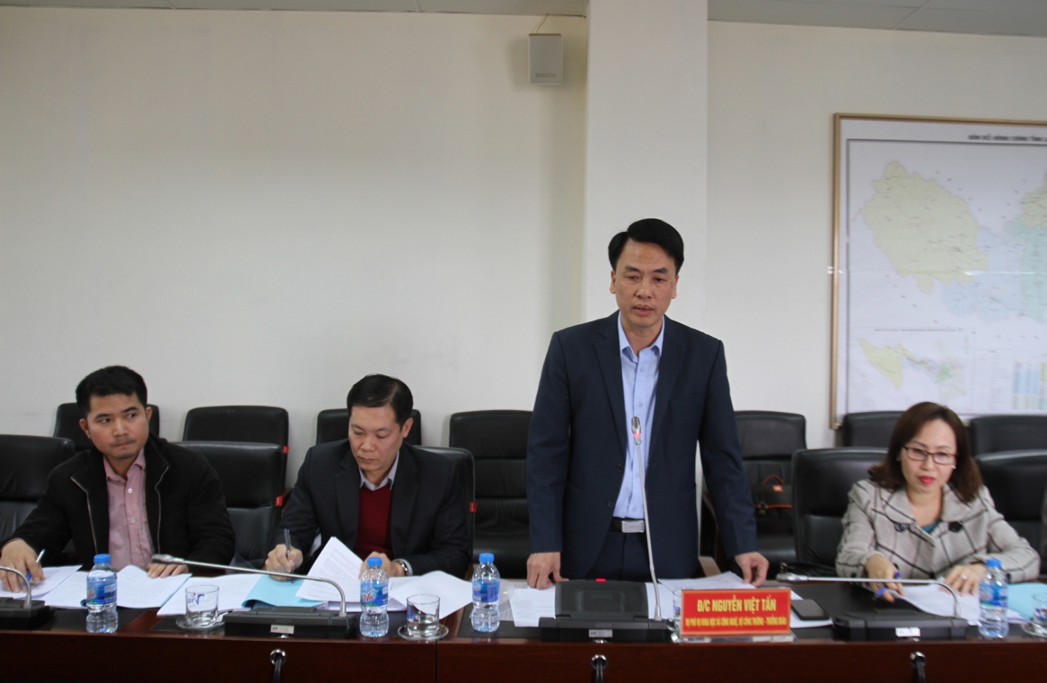 Đ/c Nguyễn Việt Tấn - Phó vụ trưởng vụ Khoa học và Công nghệ Bộ Công thương phát biểu kết luận tại buổi làm việc