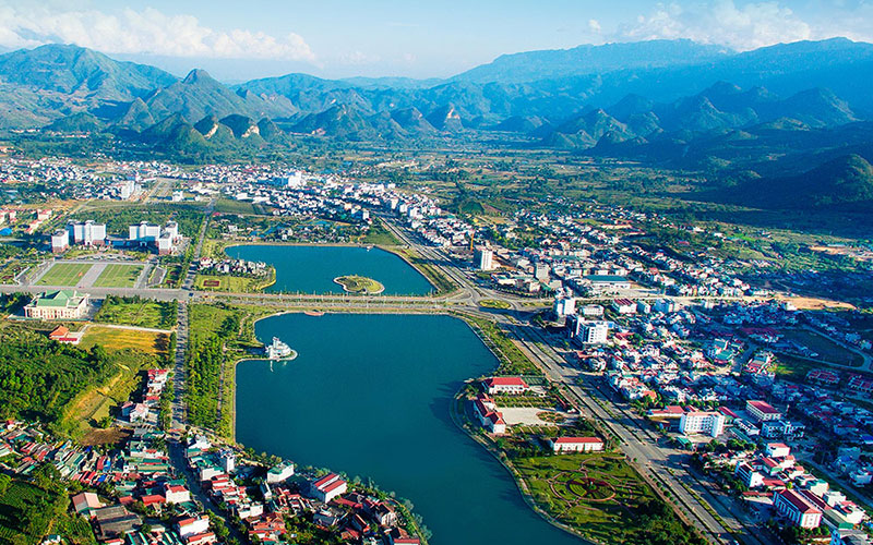 Toàn cảnh thành phố Lai Châu nhìn từ trên cao