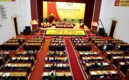 Toàn cảnh Đại hội đại biểu Đảng bộ tỉnh lần thứ XIV, nhiệm kỳ 2020 -2025.