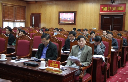 Các đại biểu dự hội nghị tại điểm cầu Lai Châu
