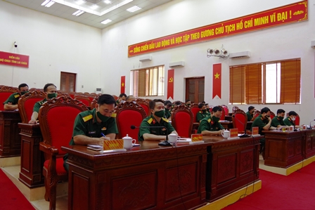 Quang cảnh Hội nghị tại điểm cầu Bộ CHQS tỉnh Lai Châu