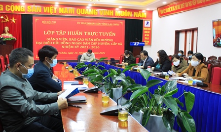 Quang cảnh Hội nghị tập huấn tại điểm cầu tỉnh Lai Châu