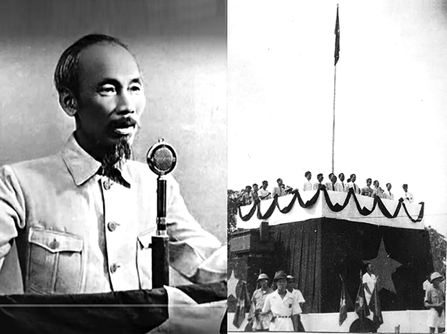 Chủ tịch Hồ Chí Minh đọc Tuyên ngôn độc lập tại Quảng trường Ba Đình, ngày 02/9/1945 (ảnh tư liệu)