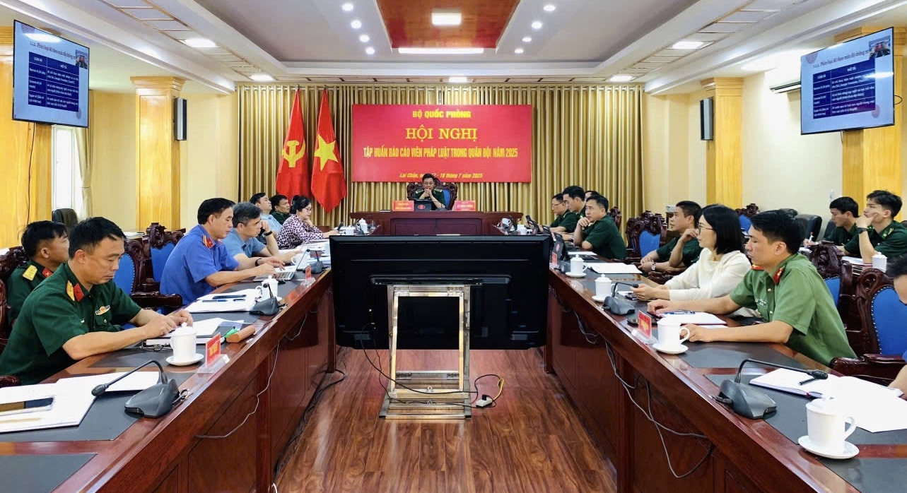 Quang cảnh Hội nghị tại điểm cầu Ban Chỉ huy Bộ đội Biên phòng tỉnh Lai Châu
