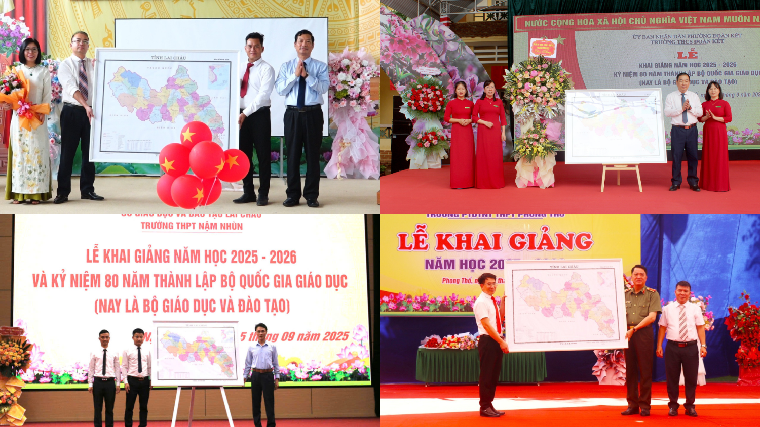 Các đồng chí Ủy viên Ban Thường vụ, Ủy viên Ban Chấp hành Đảng bộ tỉnh tặng quà các thầy cô và các em học sinh tại một số trường trên địa bàn tỉnh