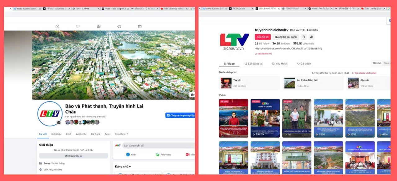 Báo và Phát thanh, Truyền hình Lai Châu chú trọng ứng dụng công nghệ số trong sản xuất nội dung, triển khai Fanpage Facebook, YouTube, Tiktok, Zalo... mở rộng kênh tiếp cận công chúng