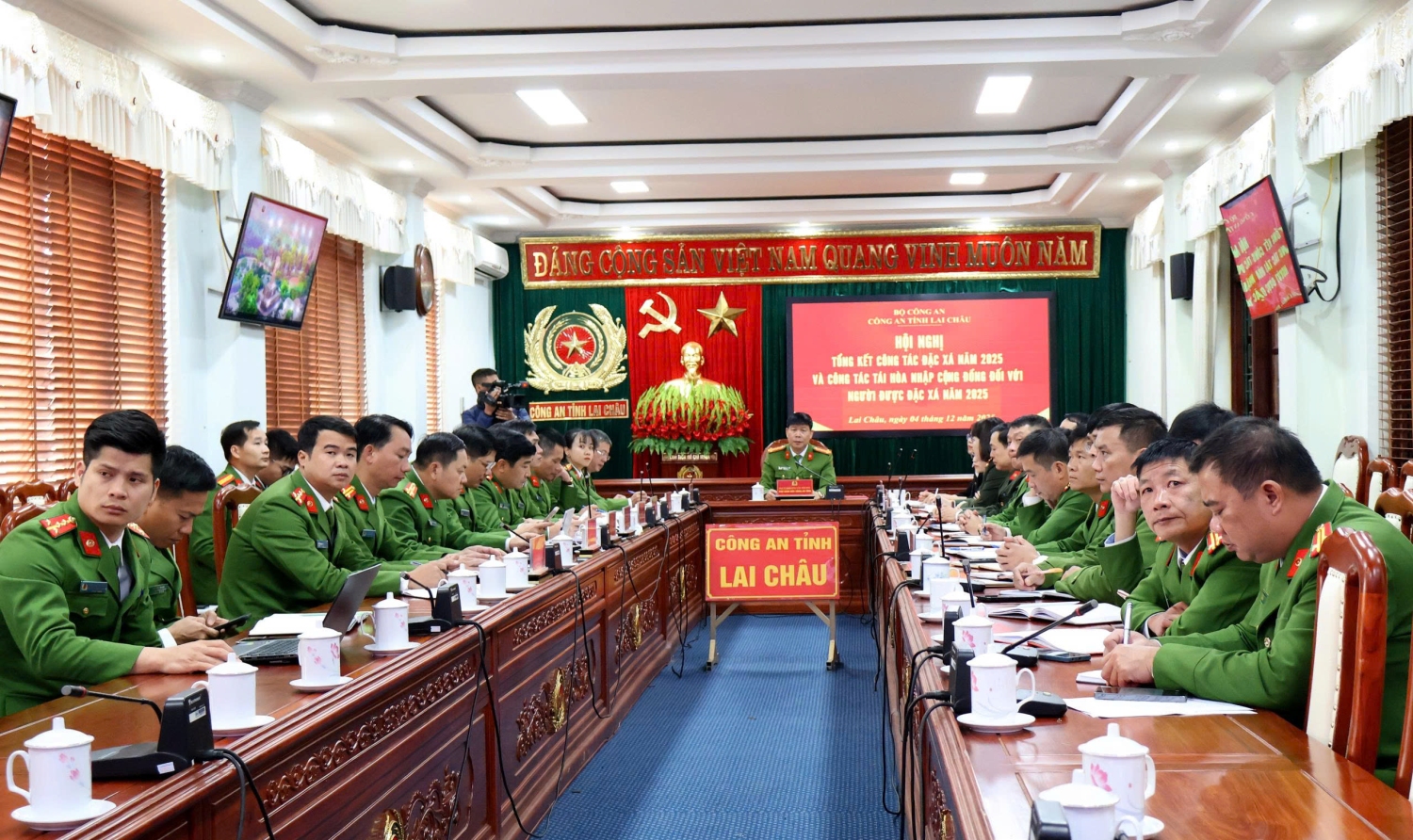 Quang cảnh Hội nghị tại điểm cầu Công an tỉnh Lai Châu