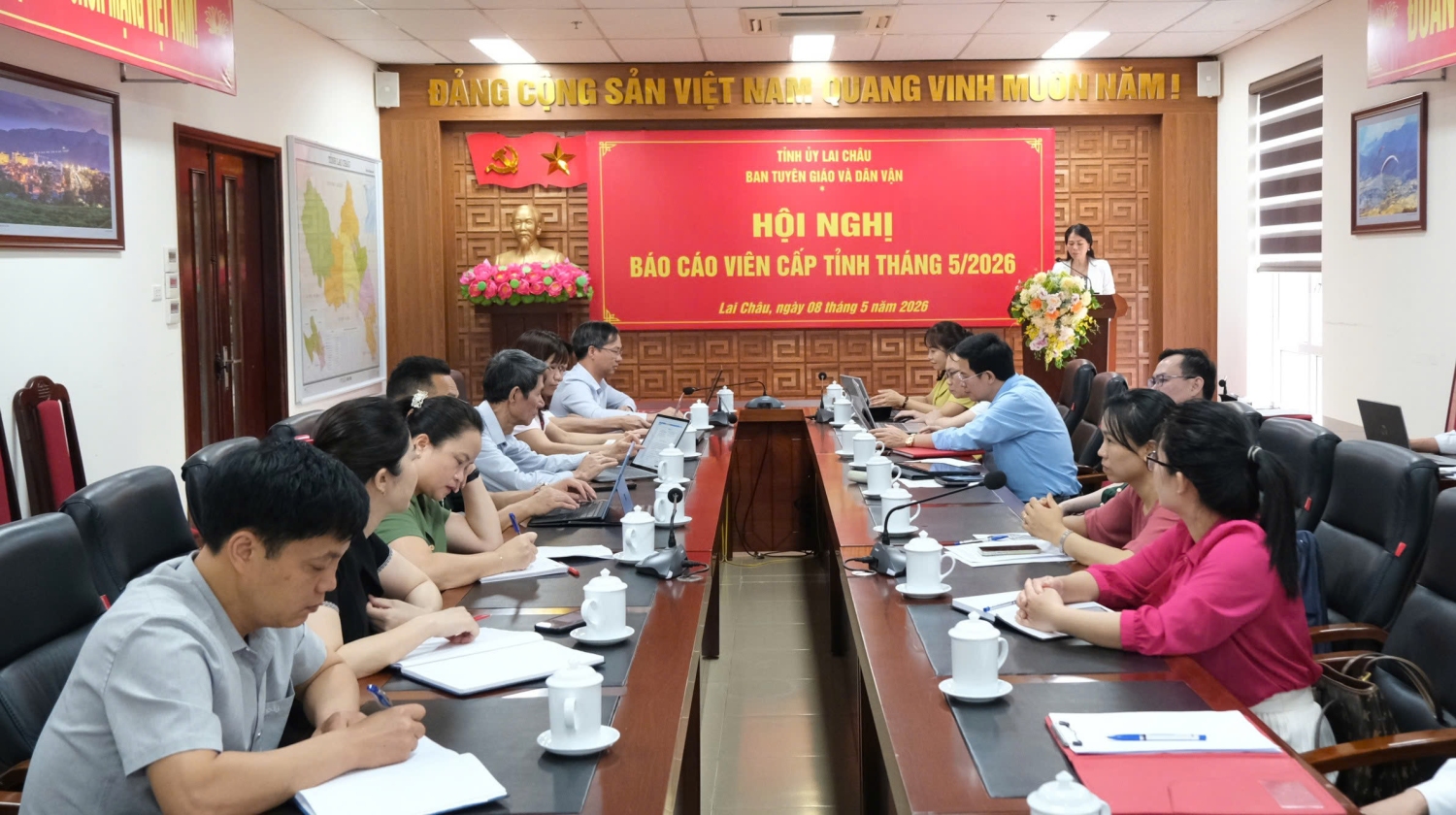 Quang cảnh Hội nghị tại điểm cầu Ban Tuyên giáo và Dân vận Tỉnh uỷ