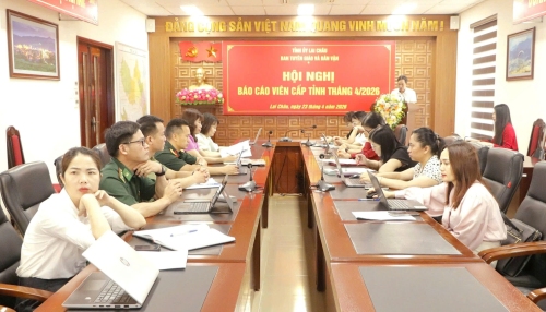 Quang cảnh Hội nghị tại điểm cầu Ban Tuyên giáo và Dân vân Tỉnh uỷ