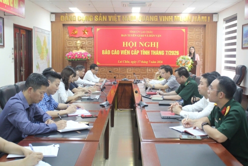 Quang cảnh Hội nghị tại điểm cầu Ban Tuyên giáo và Dân vận Tỉnh ủy